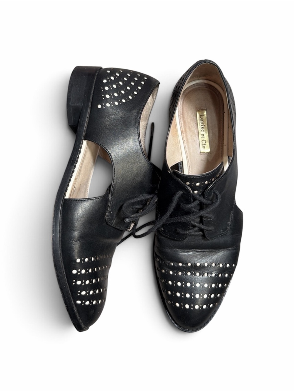 Louise et Cie Black Perforated Leather Lace-Up Oxfords sz 8